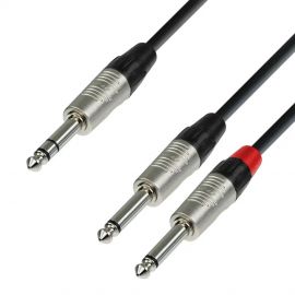 Adam Hall REAN 6,3 mm jack stereo na 2 x 6,3 mm mono - 1,5m